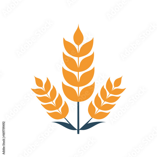 Golden Wheat Stalks Isolated Symbol Agriculture Food Grain Harvest Organic Plant