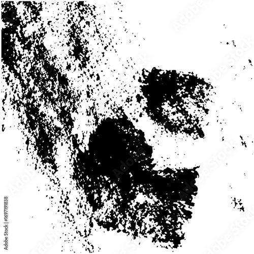 Vector Abstract face with textured black shapes.