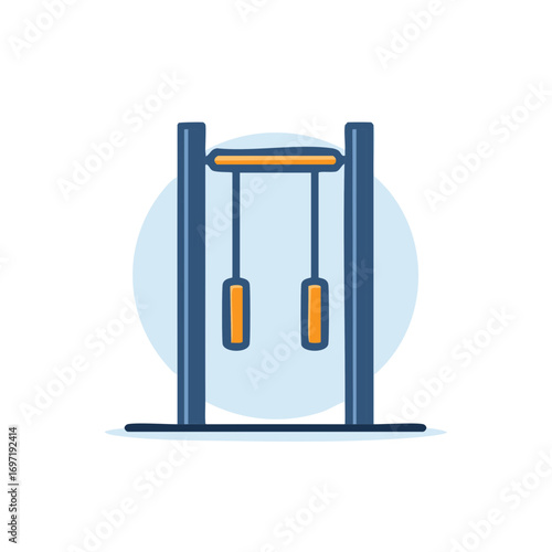 Calisthenics gymnastic rings exercise equipment flat vector icon for strength training