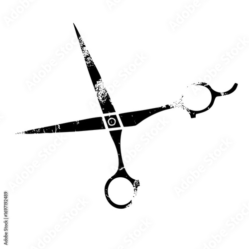 Vector Black silhouette of cutting shears a hairstyling tool.