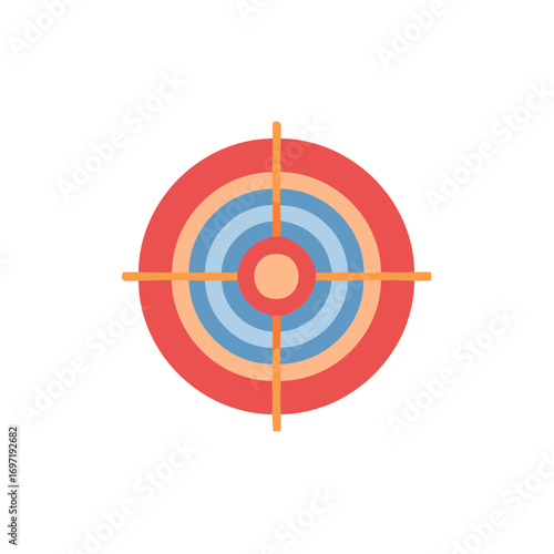 Abstract concentric circles form a bullseye target graphic in vibrant colors