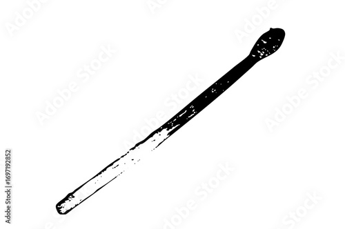 Vector Black and white matchstick with a textured head.