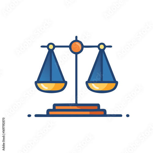 Modern Balance Scales Icon Representing Justice, Equality, and Fairness
