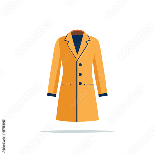 Stylish Yellow Overcoat Illustration Fashionable Design Modern Outerwear Buttoned