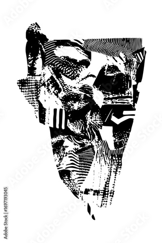 Vector Intense primate portrait showcases expressive facial features.