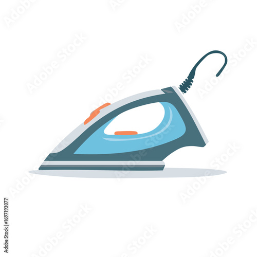 Illustration of a modern electric iron for pressing clothes on a white background