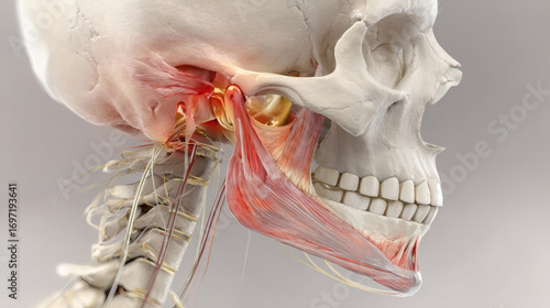 3D Illustration of Temporomandibular Joint Arthritis and Dislocated Articular Disc in Dental Anatomy