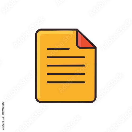 Simple document icon with a folded corner detail in bright yellow and red
