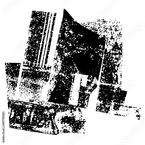 Vector Abstract geometric shapes create a dynamic distressed architectural composition.