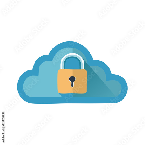 Secure Cloud Computing A flat style Illustration of a padlock on a cloud concept representing data safety and online protection Free Download Secure Cloud Computing A flat style Illustration of a padlock on a cloud concept representing data safety and online protection - GFXLoad