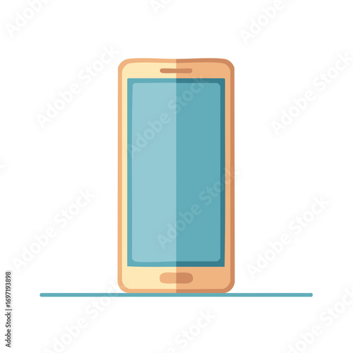 Flat Design Smartphone Icon with Blue Screen and Orange Bezel