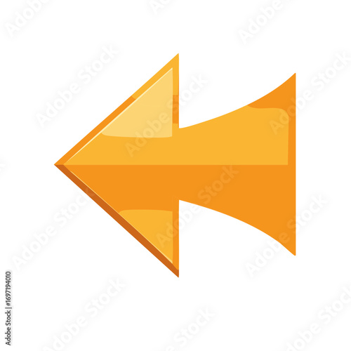 Illustration of a single backward pointing arrow in orange hue with glossy finish