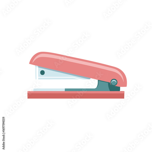 Vibrant pink and blue green stapler office stationery item in a modern flat design illustration