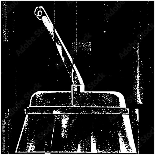 Vector Vintage oil lamp with a long handle illuminates a dark space.
