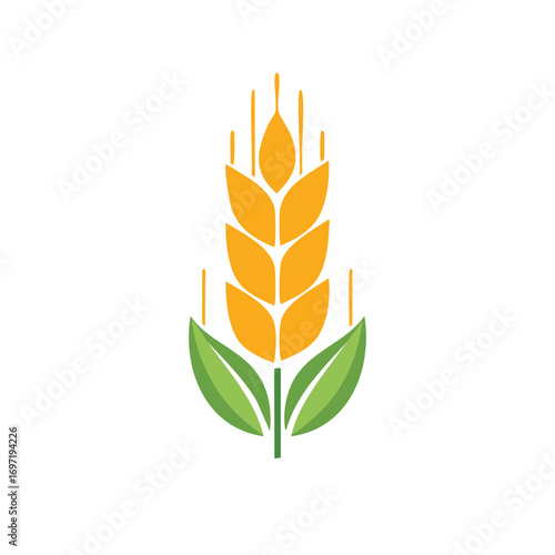 Abstract Wheat Stalk with Green Leaves Symbolizing Harvest and Agriculture Concepts