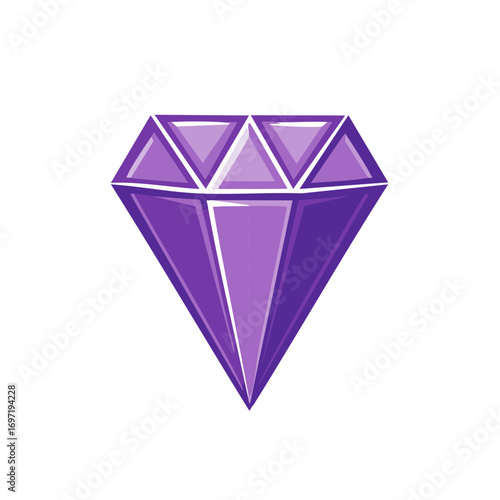 Stylized Purple Diamond Facets Jewel Graphic Illustration Isolated