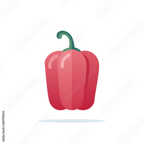 Stylized red bell pepper illustration isolated on white background