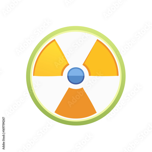 Modern Radiation Symbol with Orange Blades and Blue Center