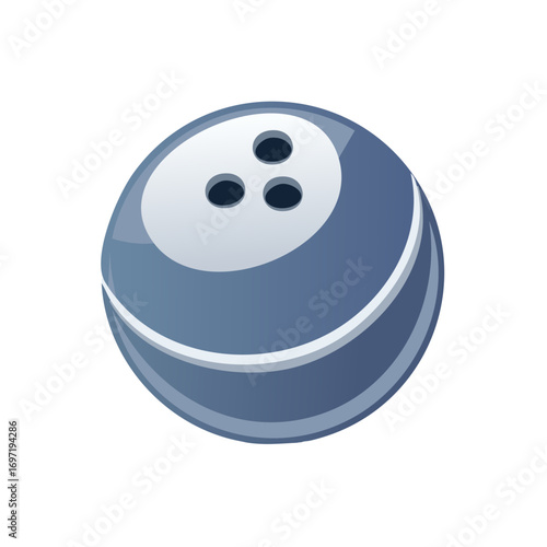 Isolated Gray Bowling Ball with Finger Holes Ready for Rolling Down the Lane in a Game