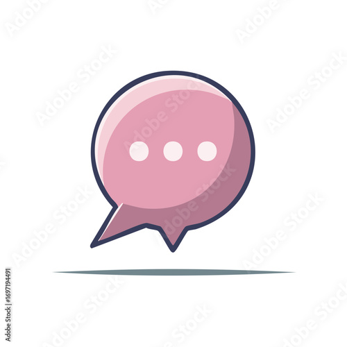 Pink conversation bubble with dots indicating typing or thought process