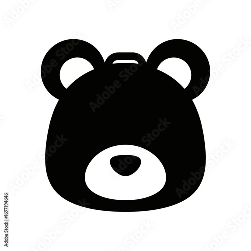 Simple black bear face icon with round ears