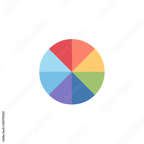 Simple circle infographic with triangular sections in various colors