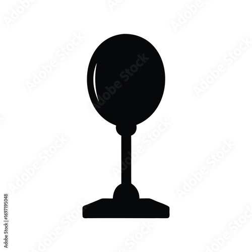 Black silhouette of vintage microphone with spherical head and sturdy base