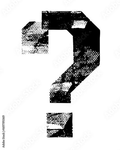 Vector Bold question mark with halftone texture.