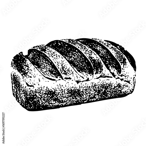 Vector Sliced loaf of bread in monochrome style.