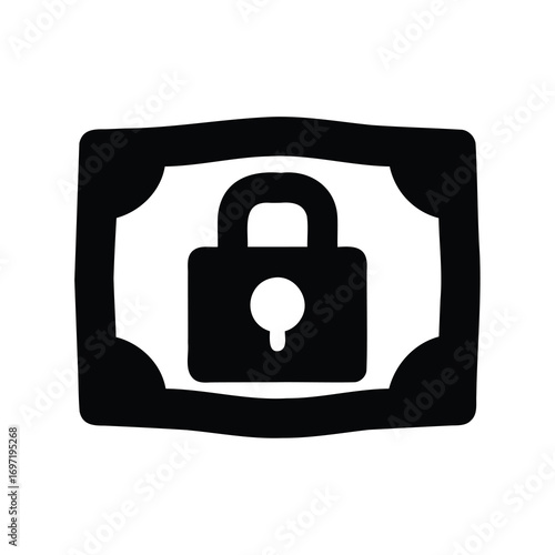 Secure Payment Icon with Padlock Symbol on a Square Card Like Shape