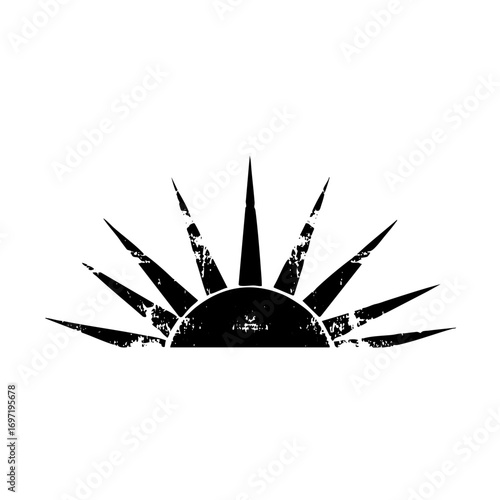 Vector Bold sunburst with distressed texture.