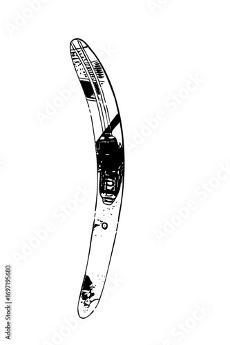 Vector Detailed of a vintage airplane with propeller in black and white.