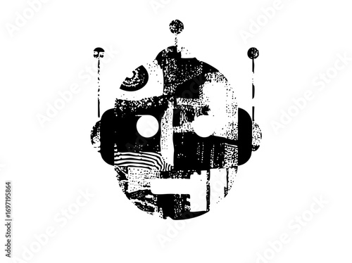 Vector Abstract robotic head with antenna elements.