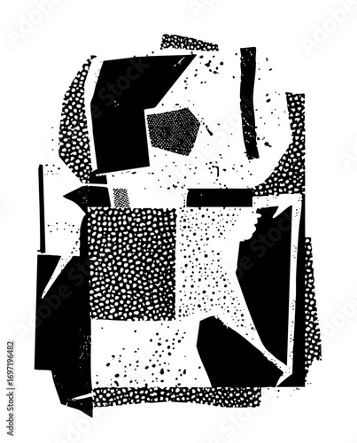 Vector Geometric robot with dotted and solid shapes.