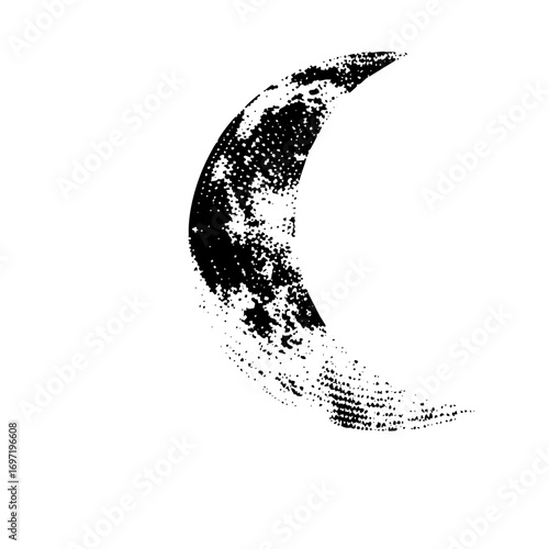 Vector Abstract moon with speckled texture.