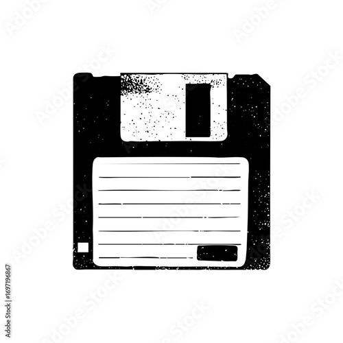 Vector Vintage floppy disk with label area.