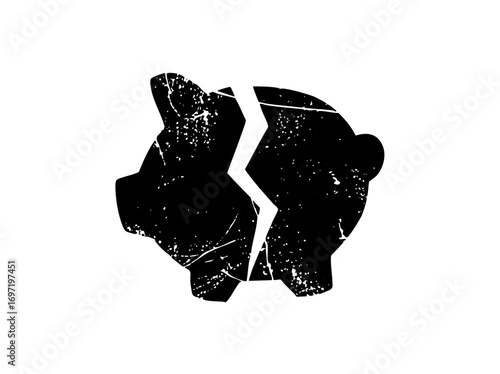 Vector Broken coin with distressed texture