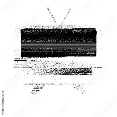 Vector Vintage television set with static