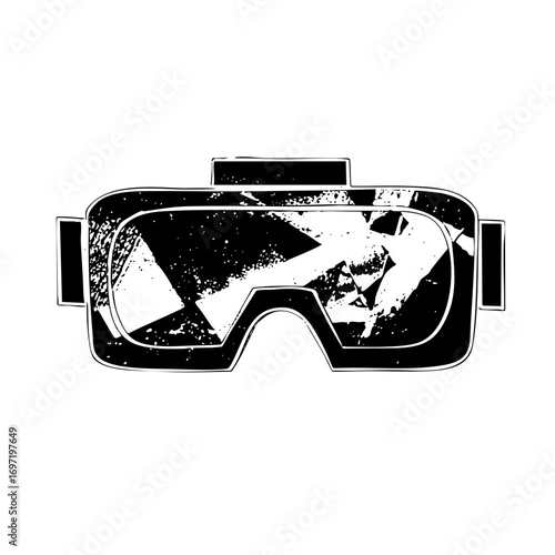 Vector Black and white virtual reality headset .