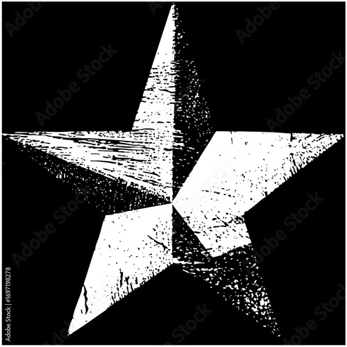 Vector Distressed white five-pointed star .