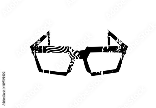 Vector Broken spectacles with a distressed texture.