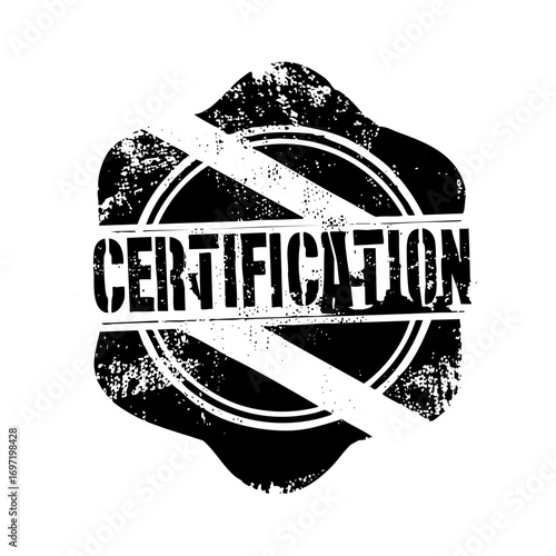 Vector Distressed Certification Stamp with Diagonal Slash
