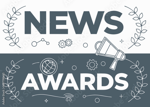 News awards celebration with laurel wreaths and megaphone