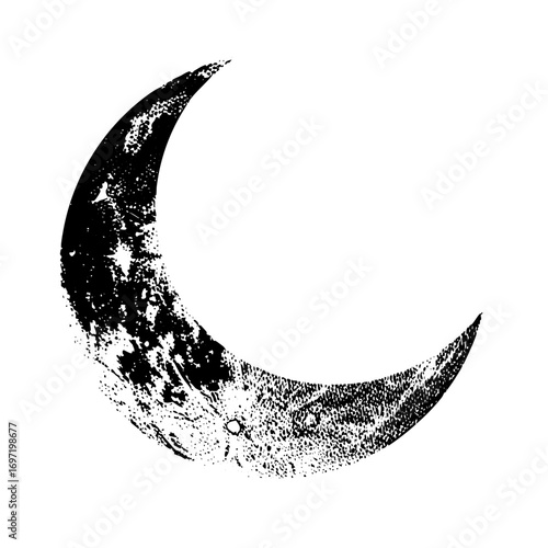 Vector Detailed moon with textured surface.