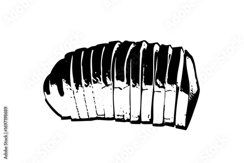 Vector Stylized of a textured ridged loaf of bread.