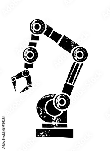 Vector Industrial robotic arm with a gripping claw.