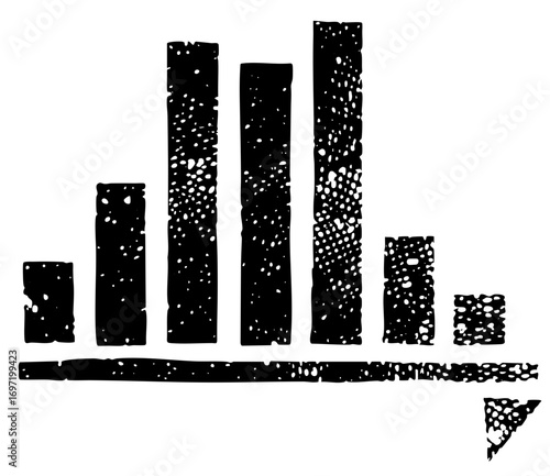 Vector Abstract bar graph with textured columns and linear base.