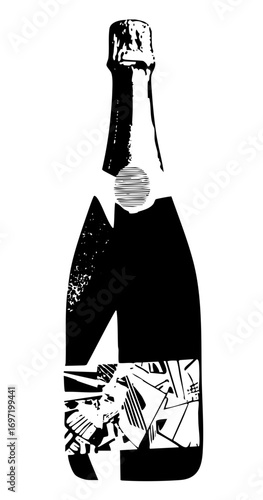 Vector Shattered Champagne Bottle