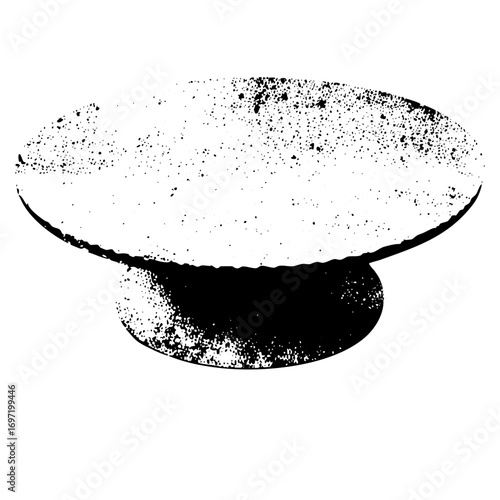 Vector Abstract mushroom with textured cap and dark stem.