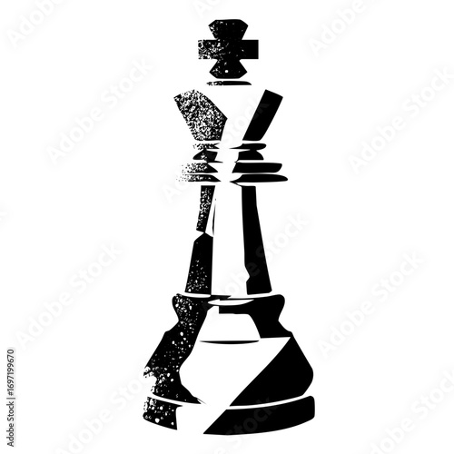 Vector Abstract chess king and queen with distressed texture.